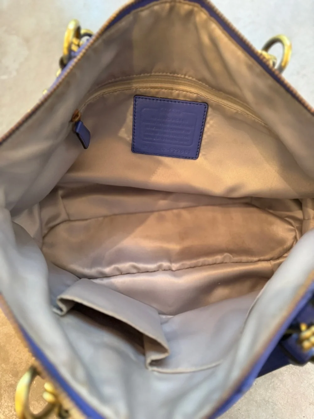 Coach Periwinkle Woven Leather Shoulder Bag with Gold Hardware - Picture 7 of 9